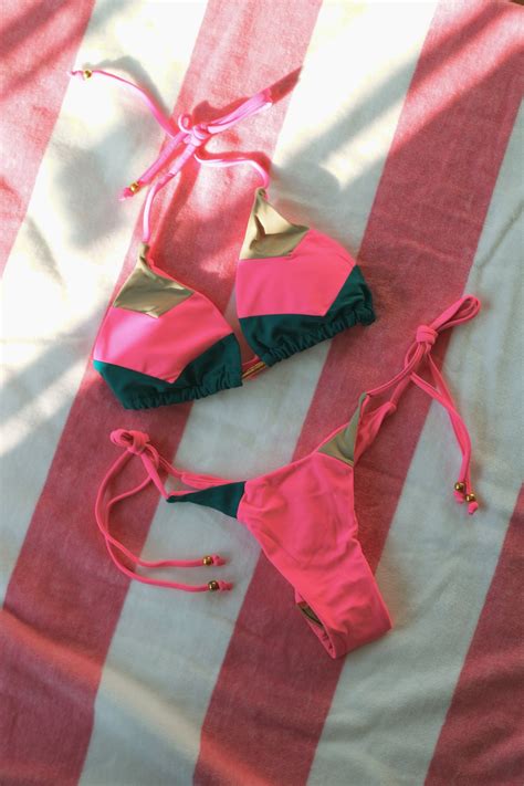 Triangle Bikini Set Boho Swimsuit Striped Bikini Set Brown Triangle Bikini Boho Brown Bikini