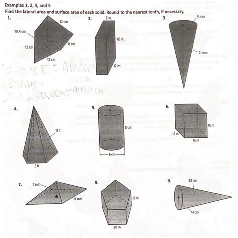 Solved Examples 1,2,4, and 5 Find the lateral area and | Chegg.com