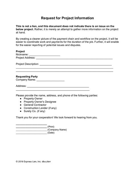 Project Request Form Template Free