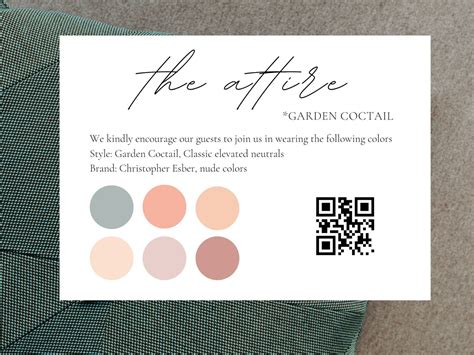 Canva Qr Attire Card Guest Dresscode Editable Wedding Color Info