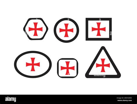 Set Of Knights Templar Crosses Symbol Icons Editable Stock Vector