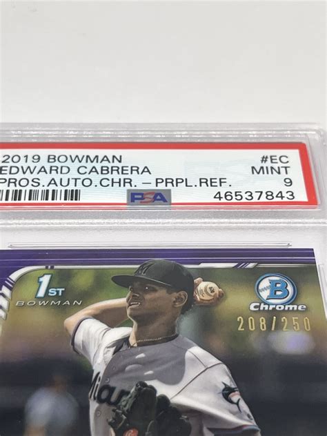 2019 Bowman Chrome Edward Cabrera Rookie Auto Purple Refractor 250