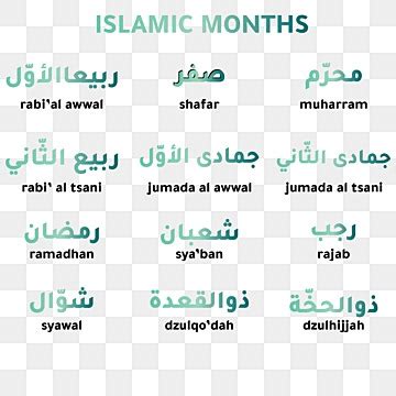 Hijri Calendar Vector Design Images 12 Months Name Of Islamic Hijri