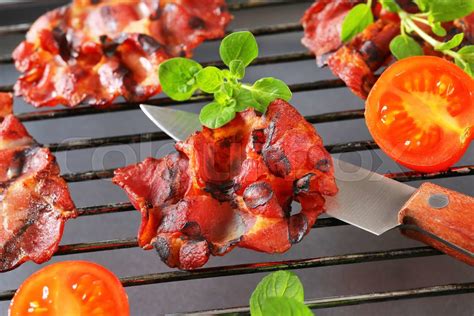 grilled bacon stock image colourbox