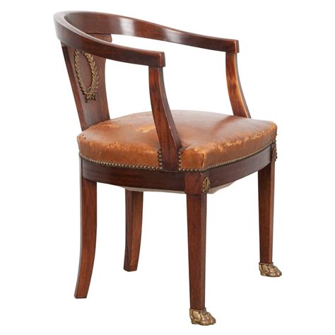 19th c. French Empire Chair Swan Carving at 1stDibs