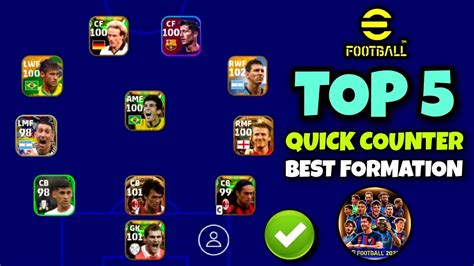 Top 5 Quick Counter Best Formations In Efootball 2023 Mobile 🔥 Best