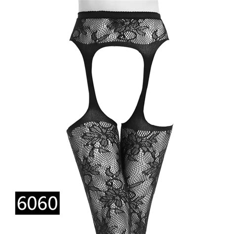 Bas En Dentelle Noire Pour Femmes Lingerie Sexy À Rayures Élastique Collant En Résille Noir