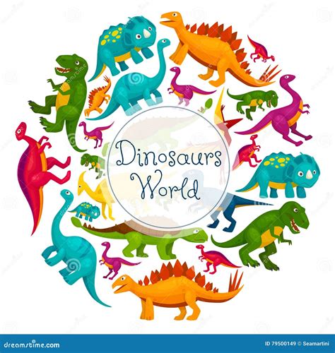 Mundo Dos Dinossauros Desenho - Cartaz Dos Desenhos Animados Do Vetor Do Mundo Dos Dinossauros ...