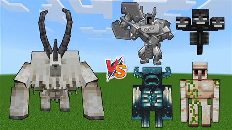 Mutant Goat Vs Minecraft Bosses Wither Iron Golem Warden Ferrous