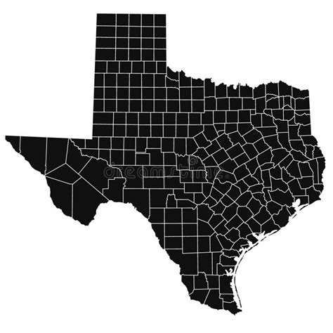 High Detailed Illustration Map Outline Texas State Map Stock