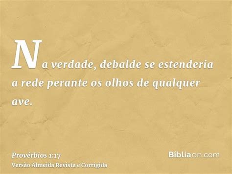O Que Significa Debalde Na Bíblia - Provérbios 1:17 - Bíblia
