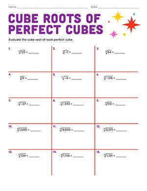 Cube Roots Of Perfect Cubes Interactive Worksheet Worksheets Library