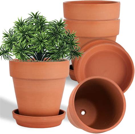 6 inch Terra Cotta Pots avec Soucoupe en céramique Argile Pot de