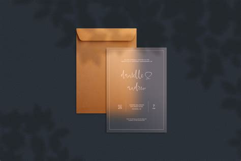 Translucent Invitation Card with Envelope Mockup - Mockup World