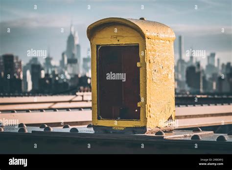 Old Police Phone Box On Brooklyn Bridge New York Stock Photo Alamy