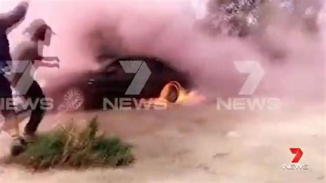 Car On Fire As Burnout Goes Wrong During Gender Reveal Party The Advertiser