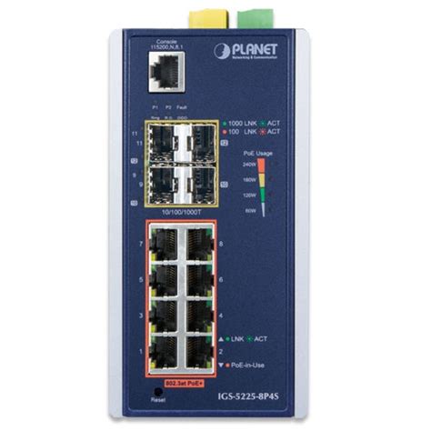 Planet (IGS-5225-8P4S) L2+ Industrial 8-Port 10/100/1000T 802.3at PoE ...