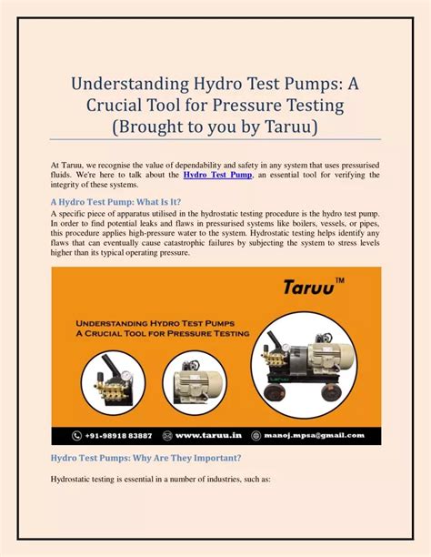 Ppt Understanding Hydro Test Pump A Crucial Tool For Pressure