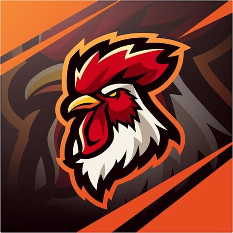 Design Do Logotipo Do Mascote Esportivo Rooster Head Vetor Premium