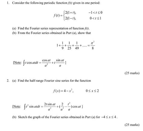 Solved 1 Consider The Following Periodic Function Ft Given