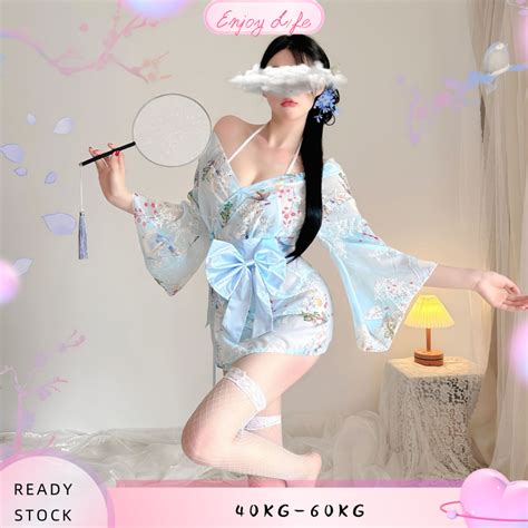 Fun Lingerie Sexy Japanese Kimono Deep V Seductive Uniform Pajama Bathrobe Set Shopee Philippines