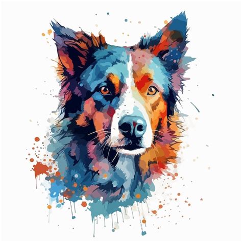 Premium Vector A Watercolor Painting Of A Border Collie Dog With A