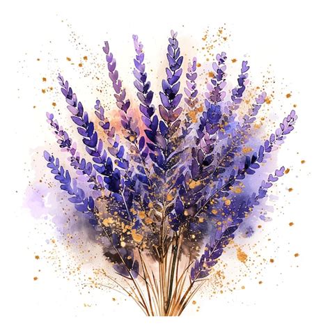 Bouquet de lavanda ilustração de aquarela em fundo branco Vetor Premium