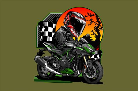 Naked Bike And Biker Sunset Vector Graphic By Jellybox999 Creative Fabrica