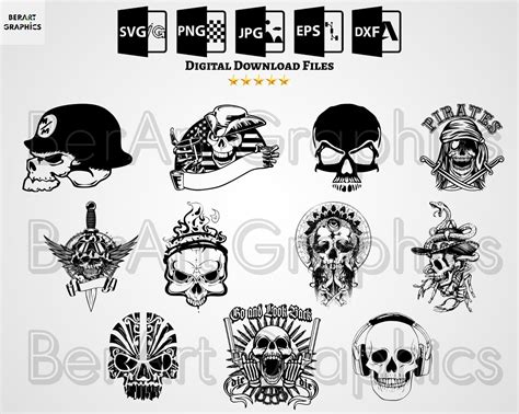 Skeleton Skull Svg Bundle Skull Svg Skull Cricut Svg Skull Cut Files