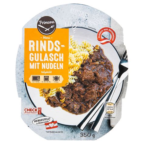 Roksh Pizza Fertiggerichte Primana Rindsgulasch Mit Nudeln G