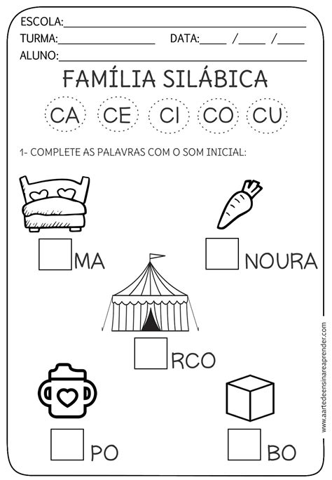 Atividade Pronta Família Silábica C A Arte De Ensinar E Aprender