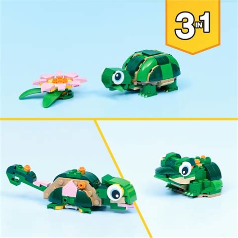 LEGO Creator 3-in-1-Set 31377 Schildkröte mit Seerose, Modellbau ab 7