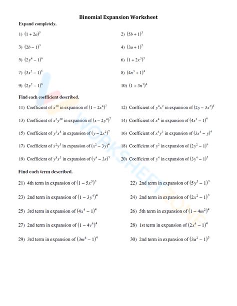 Binomial Expansion Lesson Plan For 11th Higher Ed Lesson Planet Worksheets Library