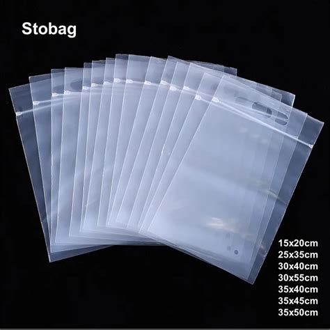 Stobag Pcs Transparent Clothes Packaging Ziplock Bags Tote Handle