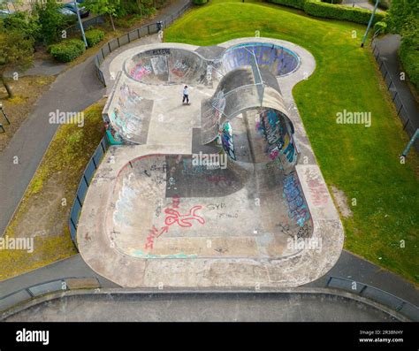 Aerial view of Livingston Skatepark in Livingston, Scotland, UK ...