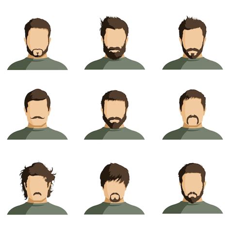 Premium Vector Vector Set Of Flat Faces With Different Hairstyles