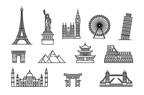 Famous buildings tourist places ~ Icons ~ Creative Market