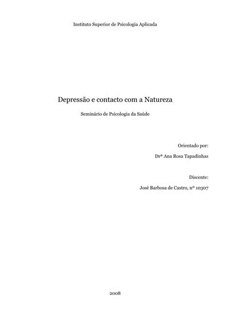 PDF Depressão e contacto a Natureza PDF fileQuadro 10