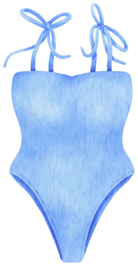 Blue One Piece Bikini Swimsuits Watercolor Style For Summer Decorative