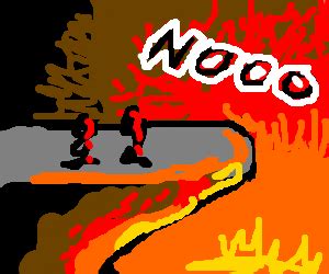 Gollum biting Frodo's finger off in Mount Doom - Drawception