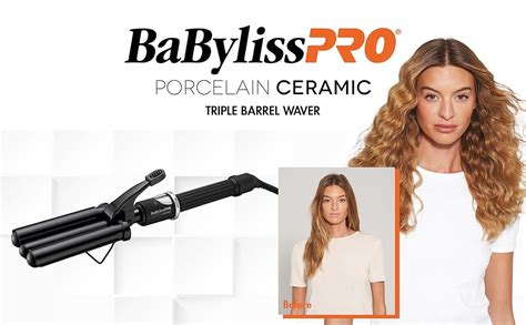 BabylissPRO Porcelain Ceramic Triple Barrel Waver Salon Quality Waves