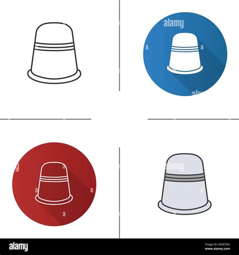 Sewing Thimble Icon Flat Design Linear And Color Styles Finger