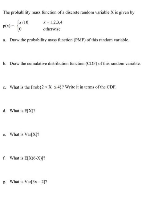 Solved The Probability Mass Function Of A Discrete Random