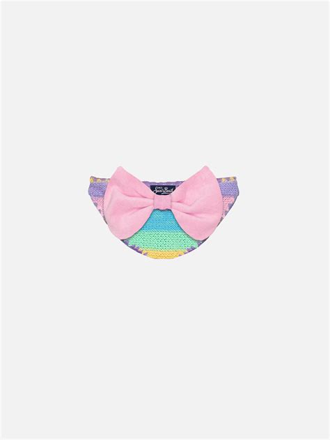 Girl Crochet Swim Briefs With Bow Mc2 Saint Barth