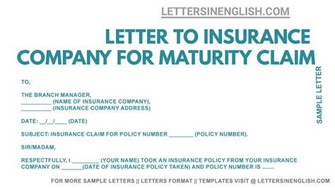 Letter To Insurance Company For Maturity Claim Claim Letter Format Youtube