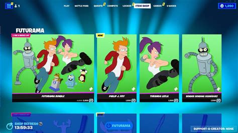 Fortnite X Futurama Bundles Item Shop Showcase Philip J Fry Leela