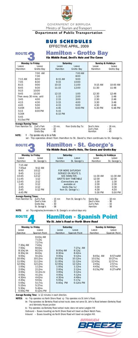 Bermuda Bus Schedule