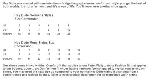 Hey Dude Shoes Size Chart: A Visual Reference of Charts | Chart Master
