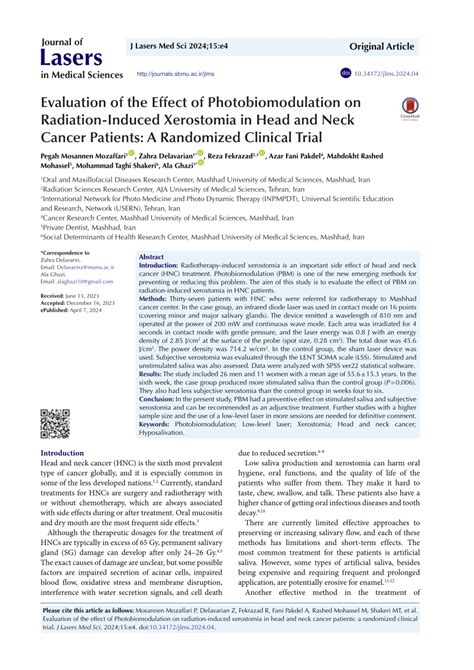 Pdf Evaluation Of The Effect Of Photobiomodulation On Radiation