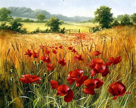 Imágenes Arte Pinturas Vistas De Campos Naturales Con Flores Paisajes